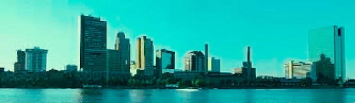 Distorted image of Toledo, OH skyline.