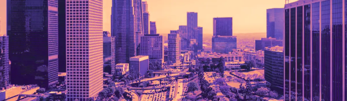 Distorted image of Stockton, CA skyline.