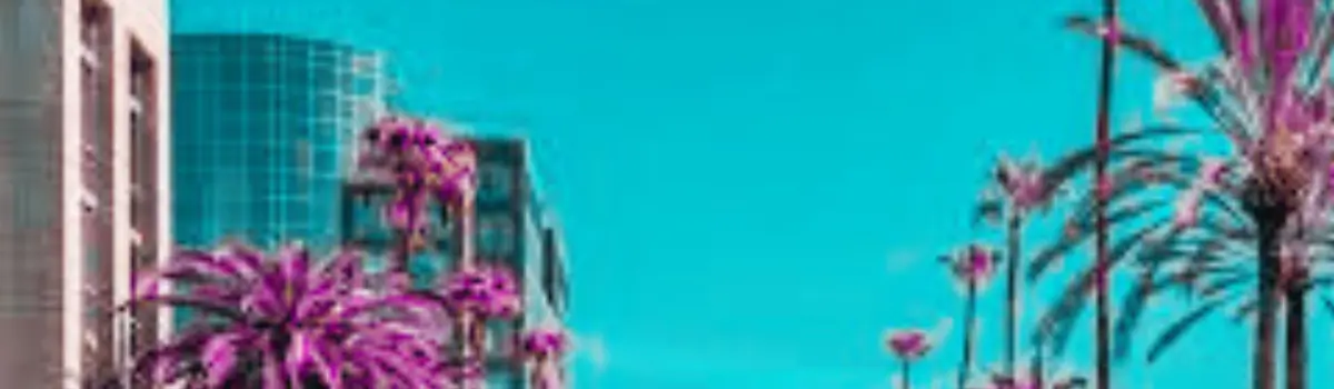 Distorted image of the farmer's market in the city of Anaheim, California.